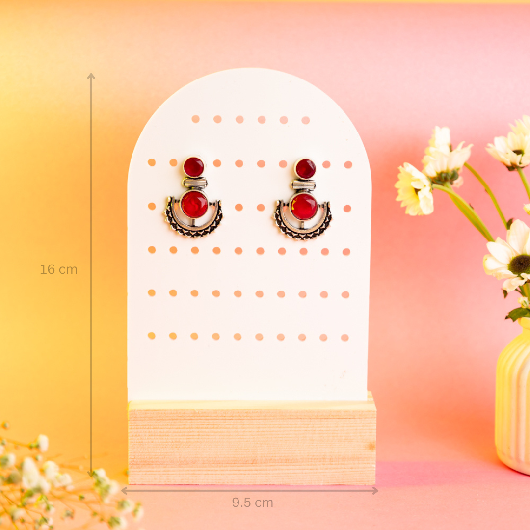 TYL Acrylic Earring Display Stand With Natural Wooden Base