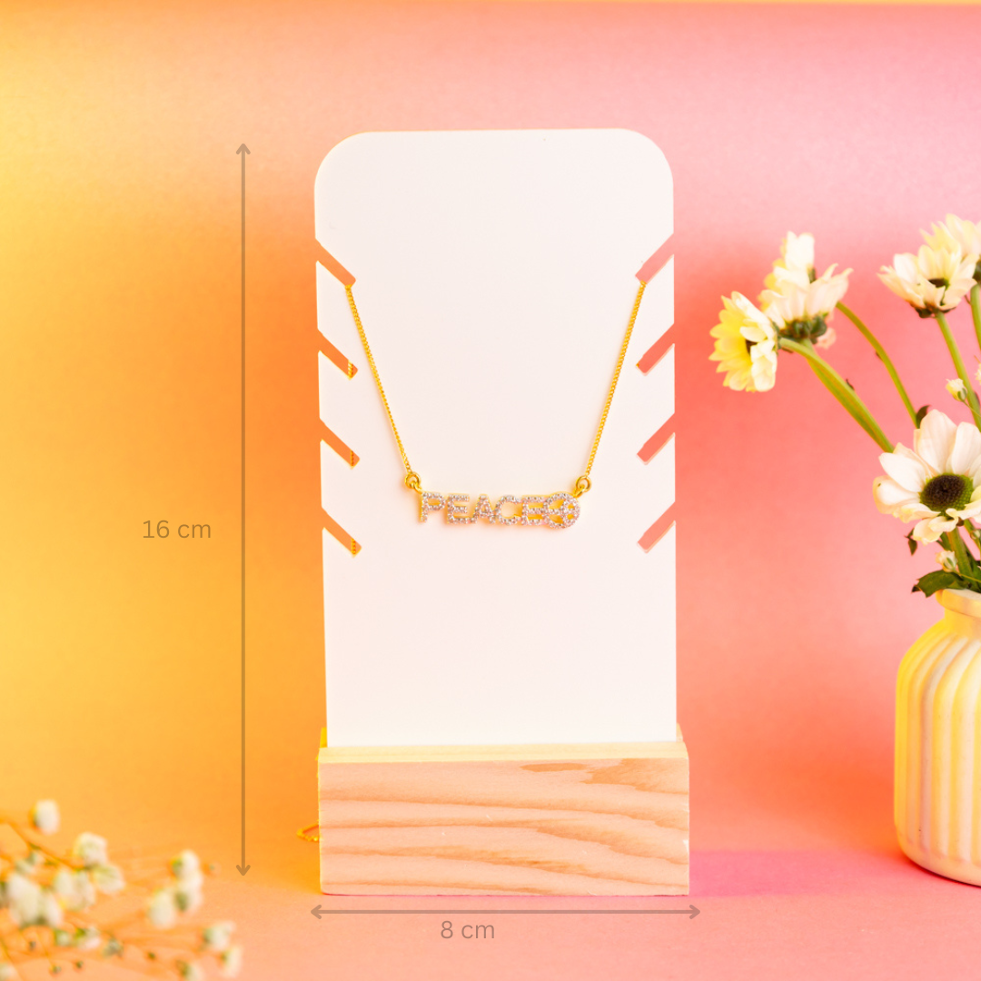 TYL ™ Acrylic Necklace Display Stand With Natural Wooden Base