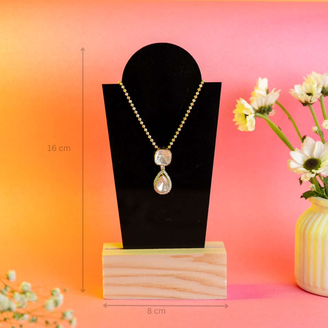 TYL ™ Oval Necklace Display Stand with Natural Wooden Base