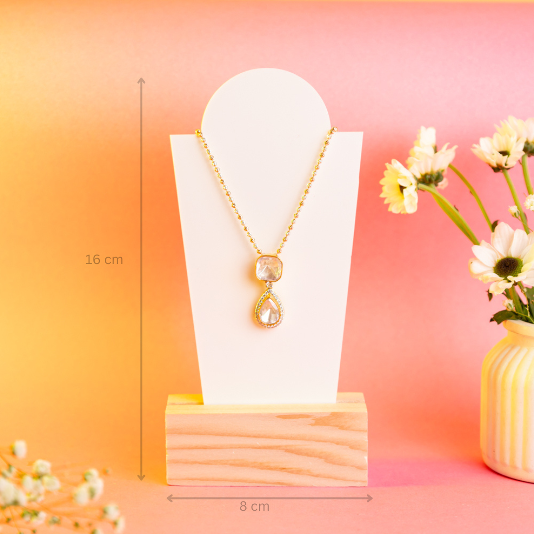 TYL ™ Oval Necklace Display Stand with Natural Wooden Base