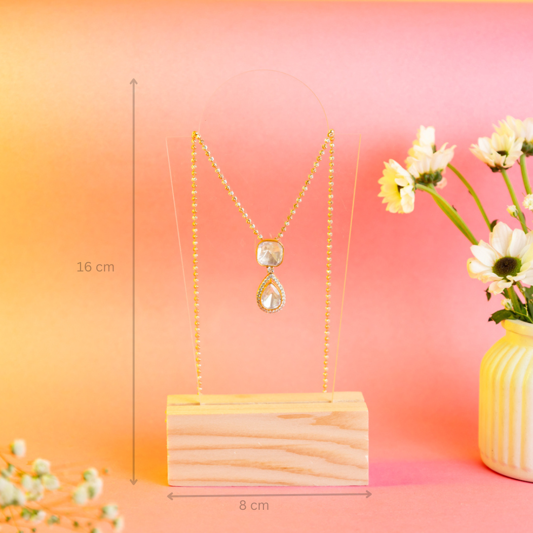 TYL ™ Oval Necklace Display Stand with Natural Wooden Base