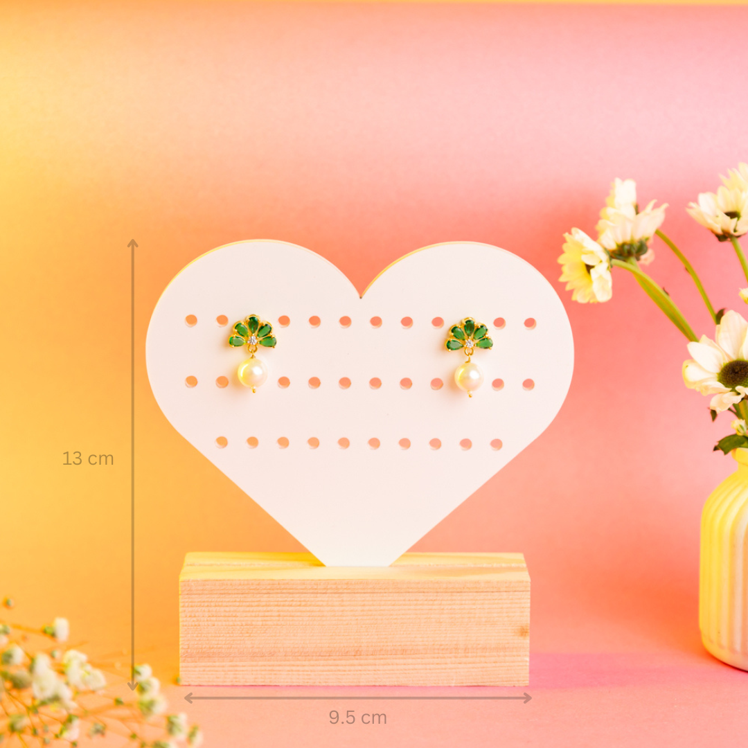 TYL ™ Acrylic heartfelt earring jewelry holder with natural wooden base