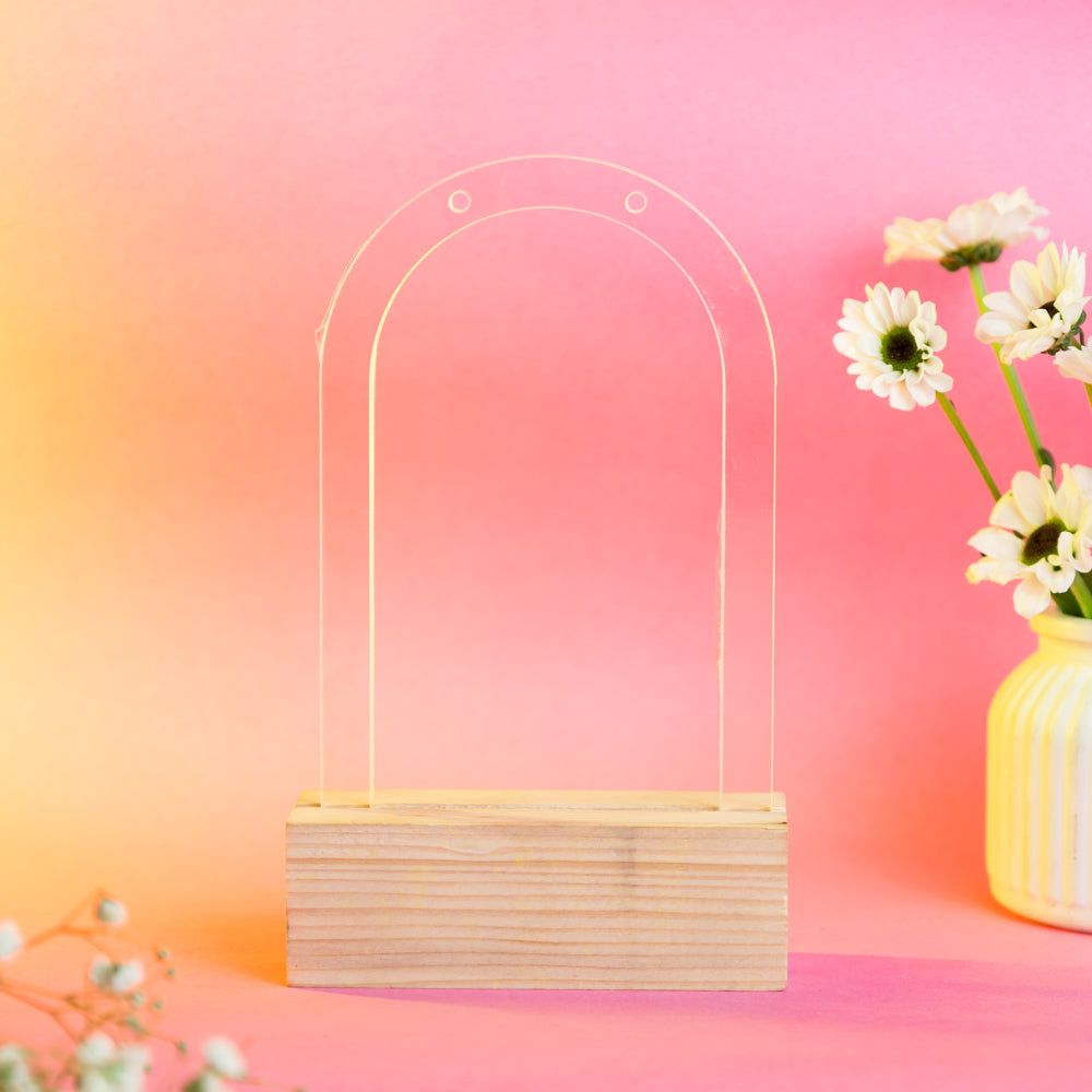 TYL ™ Classic Arc Earring Display Stand with Natural Wooden Base