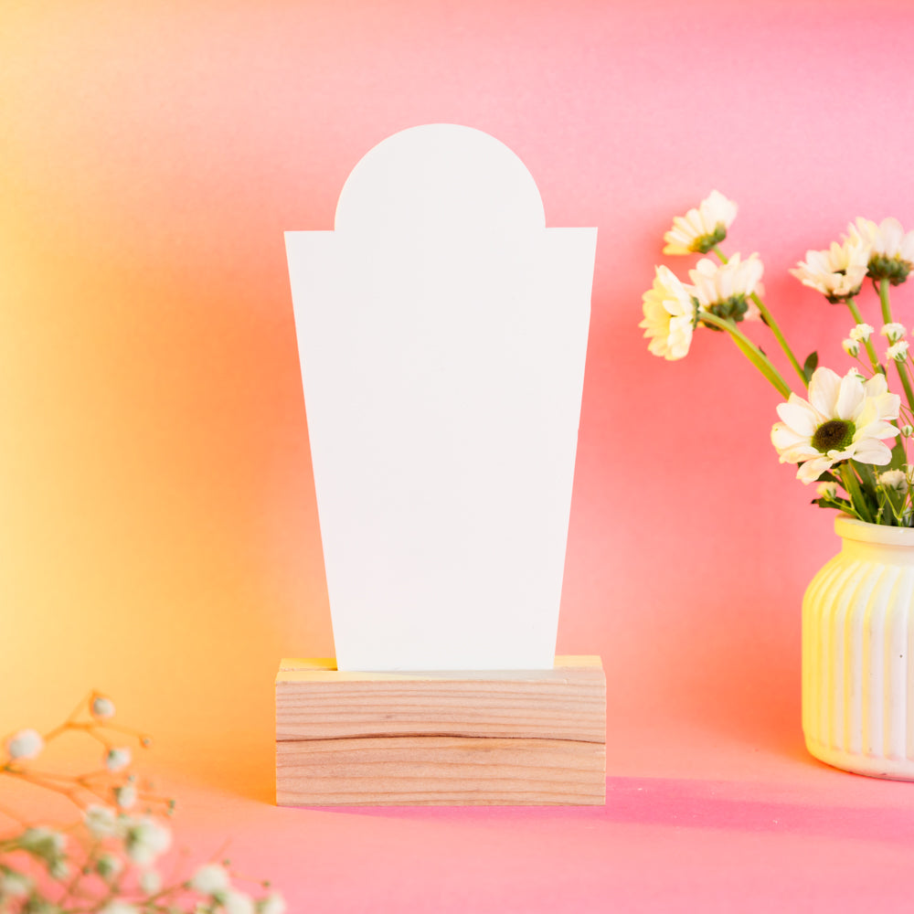 TYL ™ Oval Necklace Display Stand with Natural Wooden Base