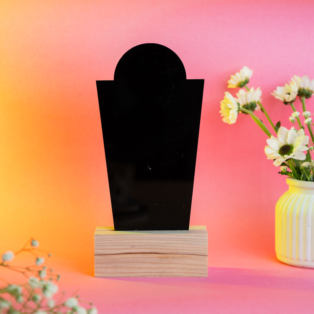 TYL ™ Oval Necklace Display Stand with Natural Wooden Base