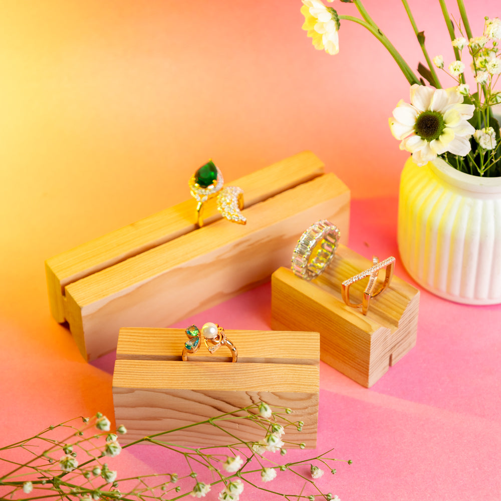 TYL ™ Wooden Multipurpose Ring Display Stand Set (Set of 3)