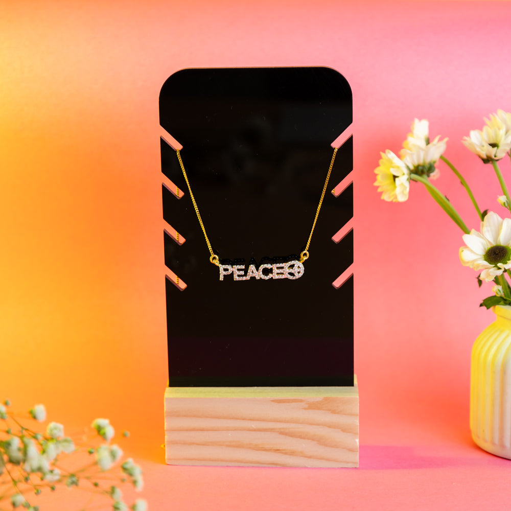 TYL ™ Acrylic Necklace Display Stand With Natural Wooden Base