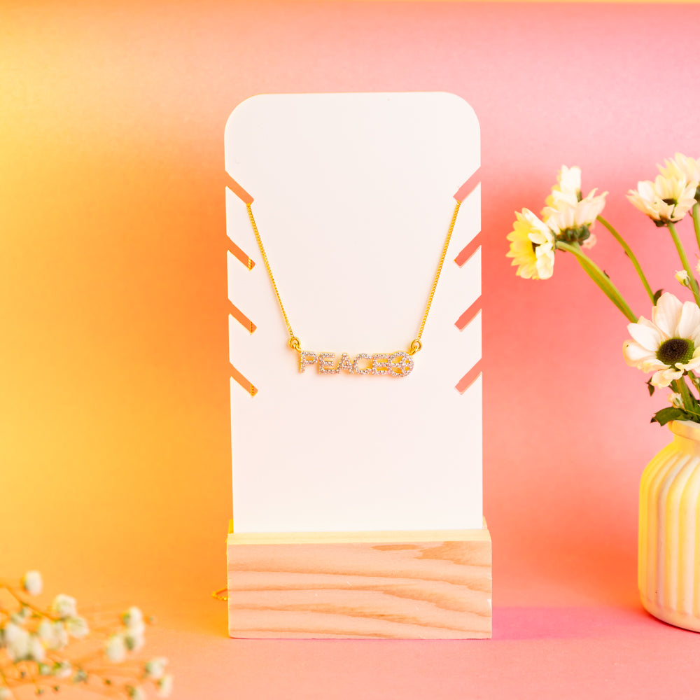 TYL ™ Acrylic Necklace Display Stand With Natural Wooden Base