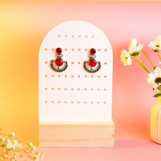 TYL Acrylic Earring Display Stand With Natural Wooden Base
