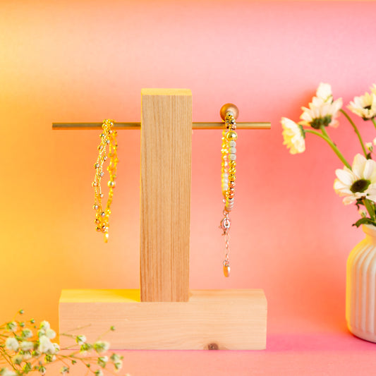 TYL ™  Wooden Bangle Display Stand – Adjustable Copper Rod Set of 2