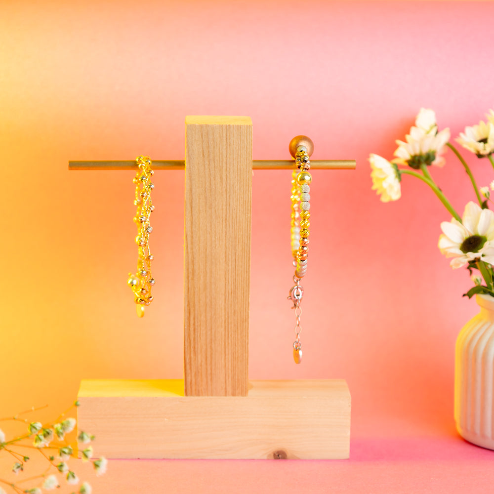 TYL Wooden Bangle Display Stand – Adjustable Copper Rod Set of 2