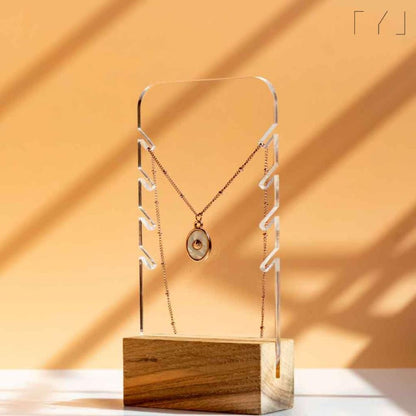 TYL Acrylic Necklace Display Stand With Natural Wooden Base