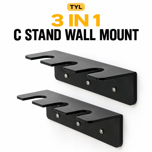 TYL 3-in-1 C-Stand Wall Mount – Pair of 2 | Space-Saving C-Stand Storage Brackets