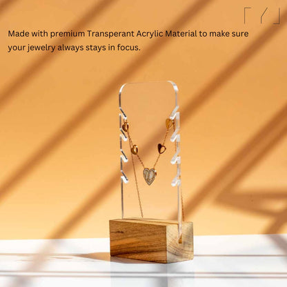 TYL Acrylic Necklace Display Stand With Natural Wooden Base