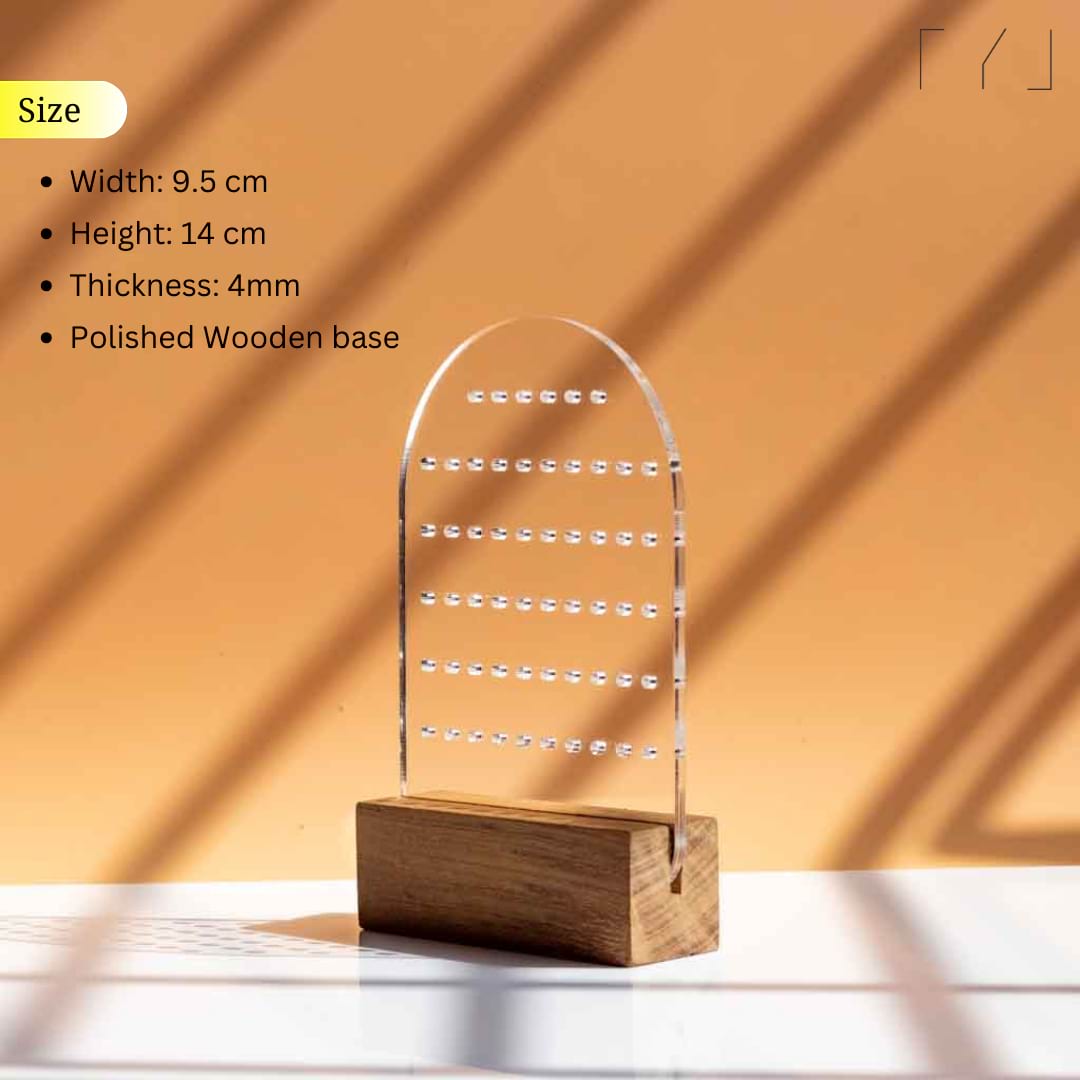 TYL Elegant Arch Earring Display Stand with Natural Wooden Base