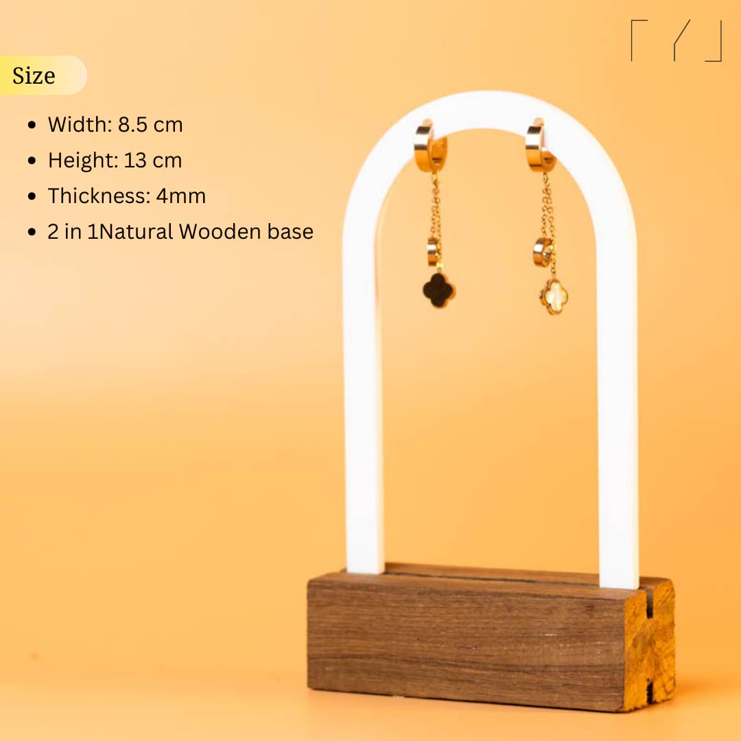 TYL Classic Arc Earring Display Stand with Wooden Base