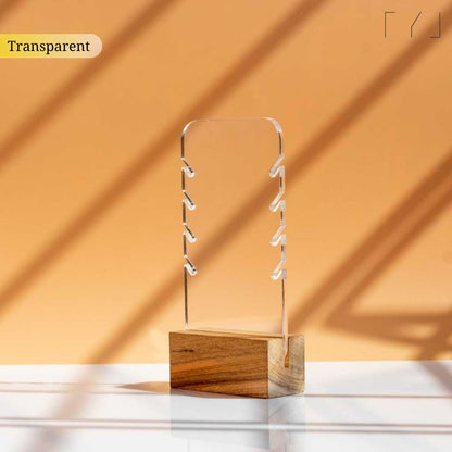 TYL Acrylic Necklace Display Stand With Natural Wooden Base