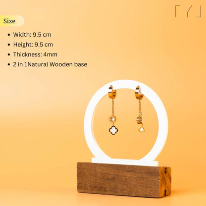 TYL Minimalist Circle Earring Holder with Natural Wooden Base