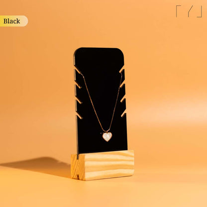 TYL Acrylic Necklace Display Stand With Natural Wooden Base