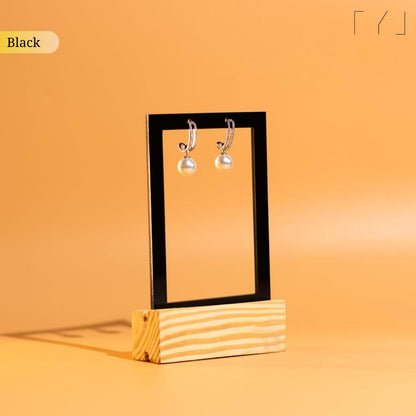 TYL Acrylic Rectangle Earring Frame with Natural Wooden base