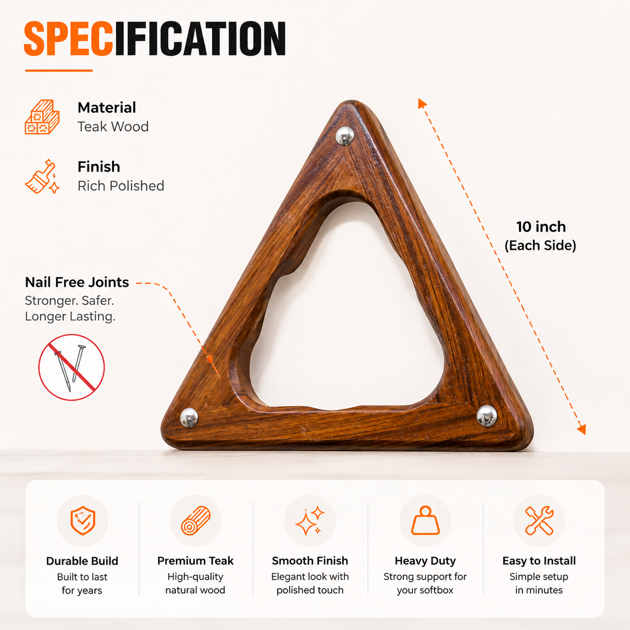 TYL Open-Floor Bowens Wall Mount Holder(Pair of 2)| Wooden Studio Wall Mount for Softbox, Reflector & Photography Accessories