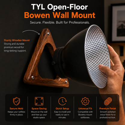 TYL Open-Floor Bowens Wall Mount Holder(Pair of 2)| Wooden Studio Wall Mount for Softbox, Reflector & Photography Accessories