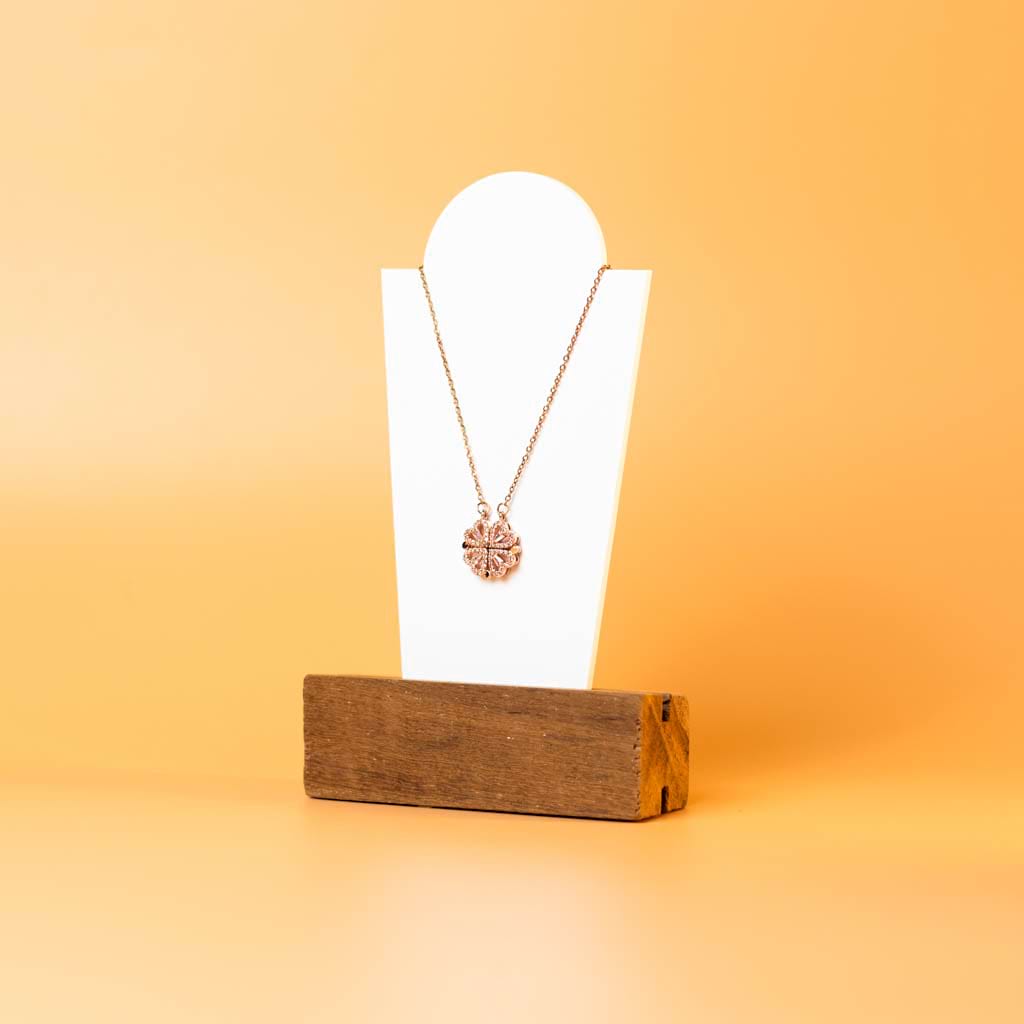 TYL Oval Necklace Display Stand with Natural Wooden Base