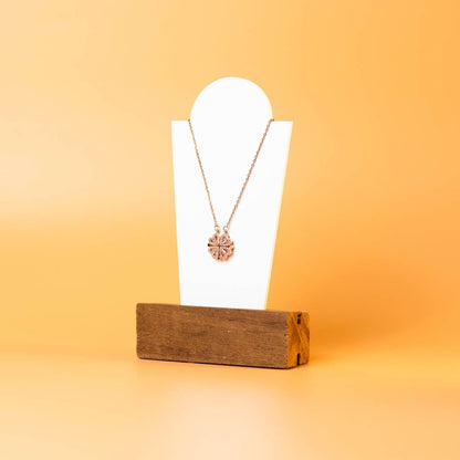 TYL Oval Necklace Display Stand with Natural Wooden Base