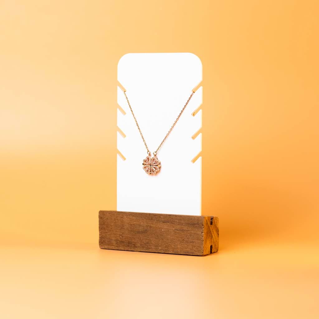 TYL Acrylic Necklace Display Stand With Natural Wooden Base