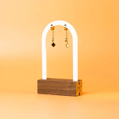 TYL Classic Arc Earring Display Stand with Wooden Base