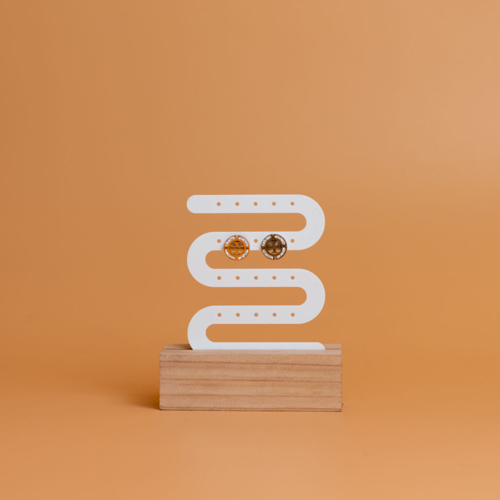 TYL ZigZag Acrylic Earring Display stand with Wooden Base