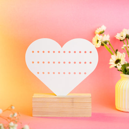 TYL Acrylic heart earring jewelry holder with natural wooden base