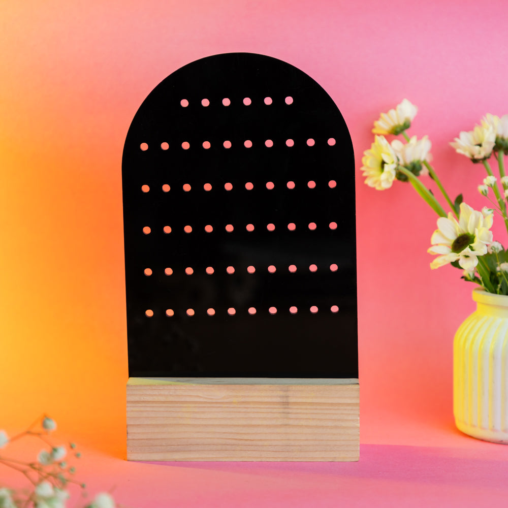 TYL Acrylic Earring Display Stand With Natural Wooden Base