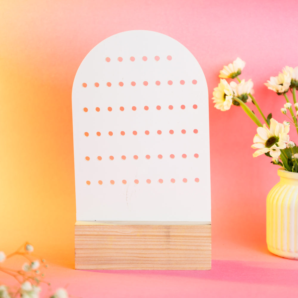 TYL Acrylic Earring Display Stand With Natural Wooden Base