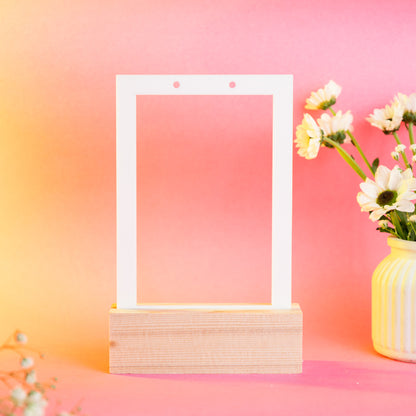 TYL Acrylic Rectangle Earring Frame with Natural Wooden base