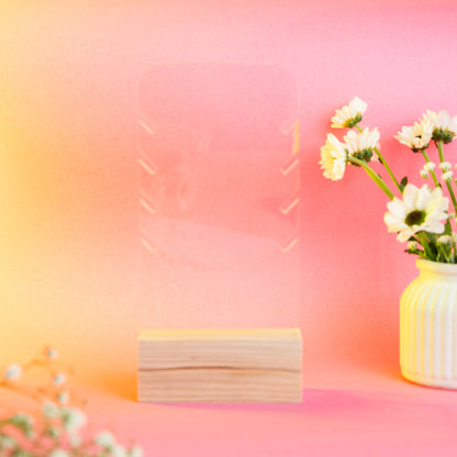 TYL Acrylic Necklace Display Stand With Natural Wooden Base