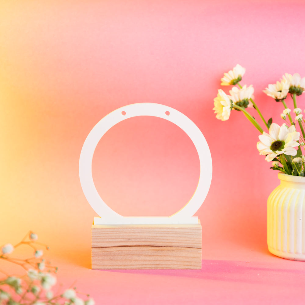 TYL Minimalist Circle Earring Holder with Natural Wooden Base