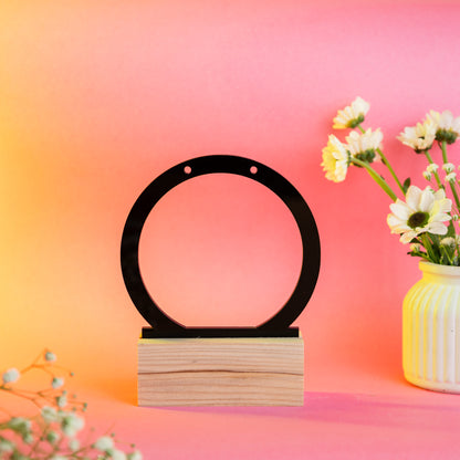 TYL Minimalist Circle Earring Holder with Natural Wooden Base