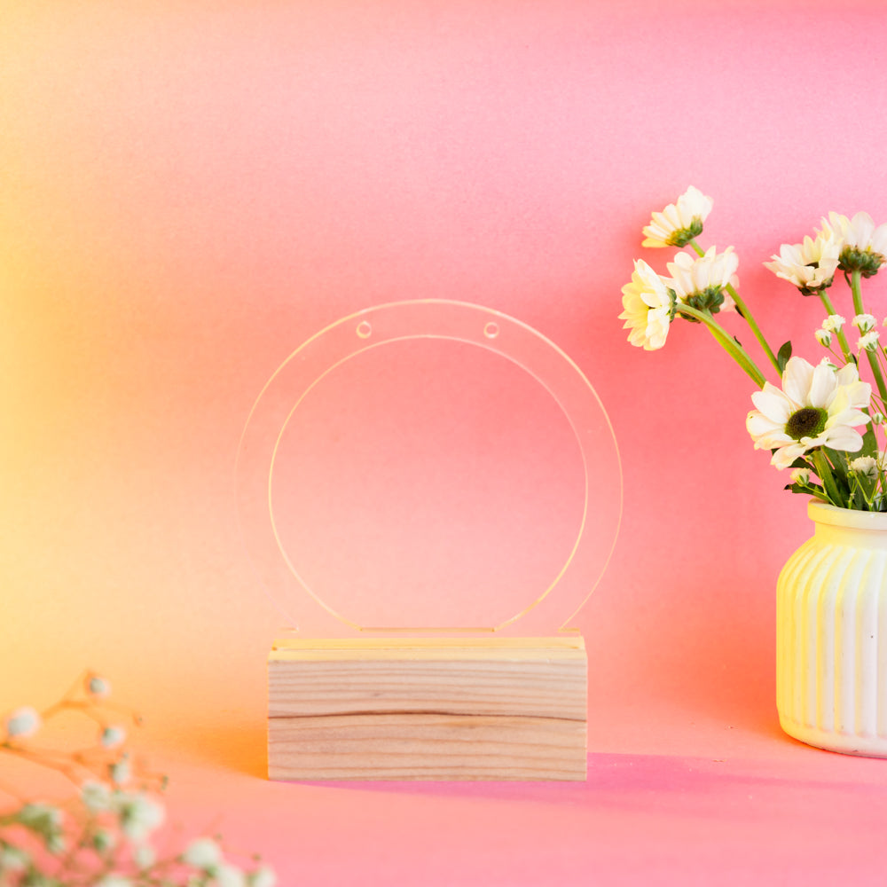 TYL Minimalist Circle Earring Holder with Natural Wooden Base