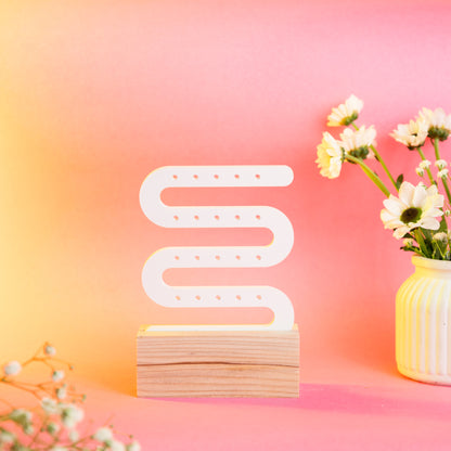 TYL ™ ZigZag Acrylic Earring Display stand with Wooden Base