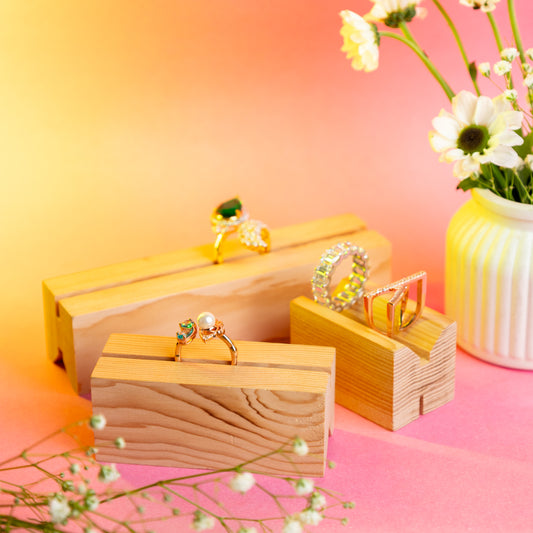 TYL Wooden Multipurpose Ring Display Stand Set (Set of 3)