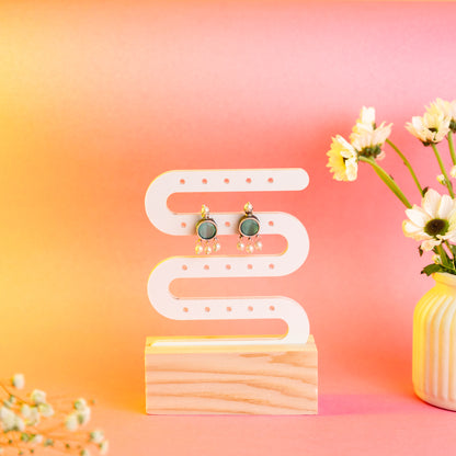 TYL ™ ZigZag Acrylic Earring Display stand with Wooden Base
